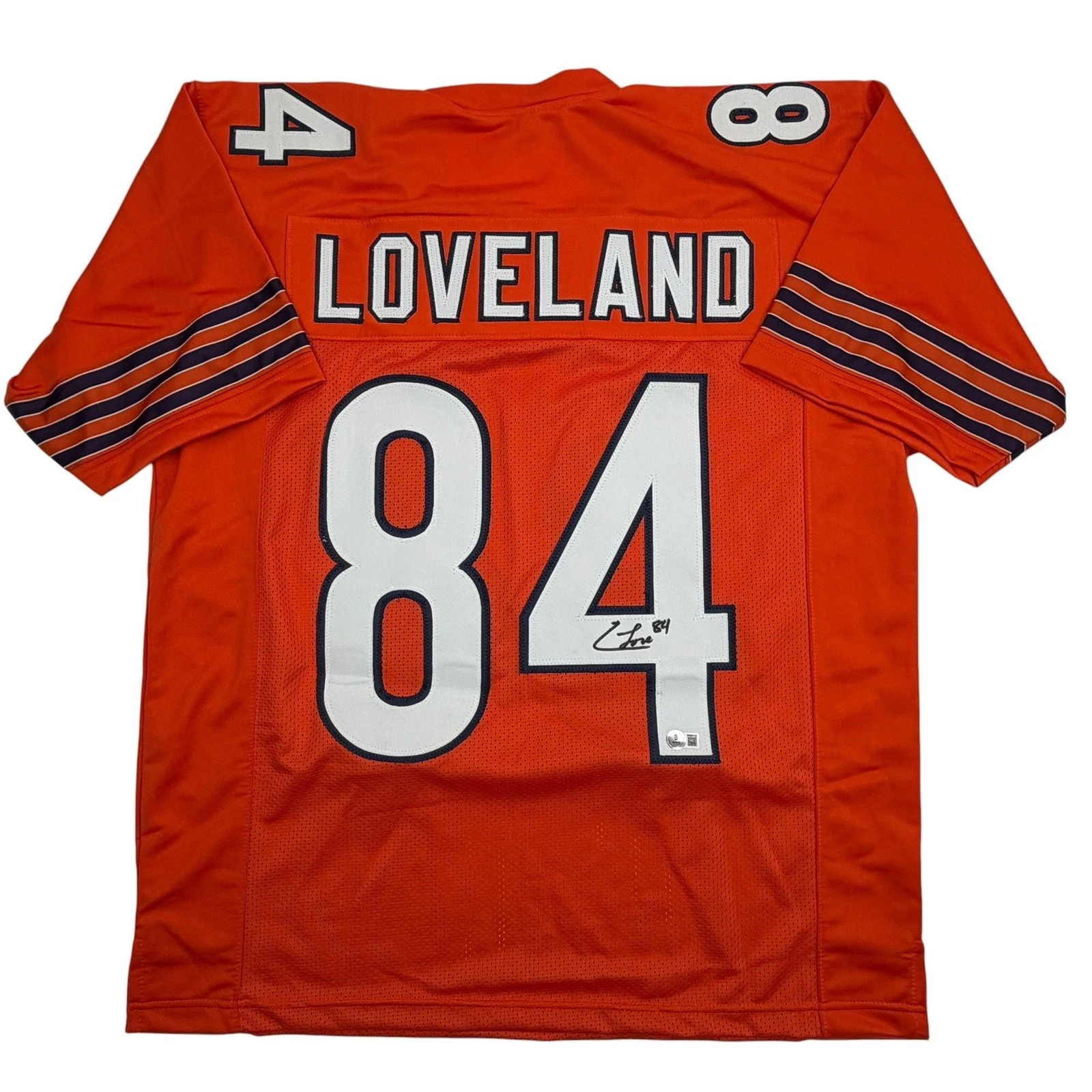 Autographed/Signed Colston Loveland Chicago Orange Football Jersey Beckett COA