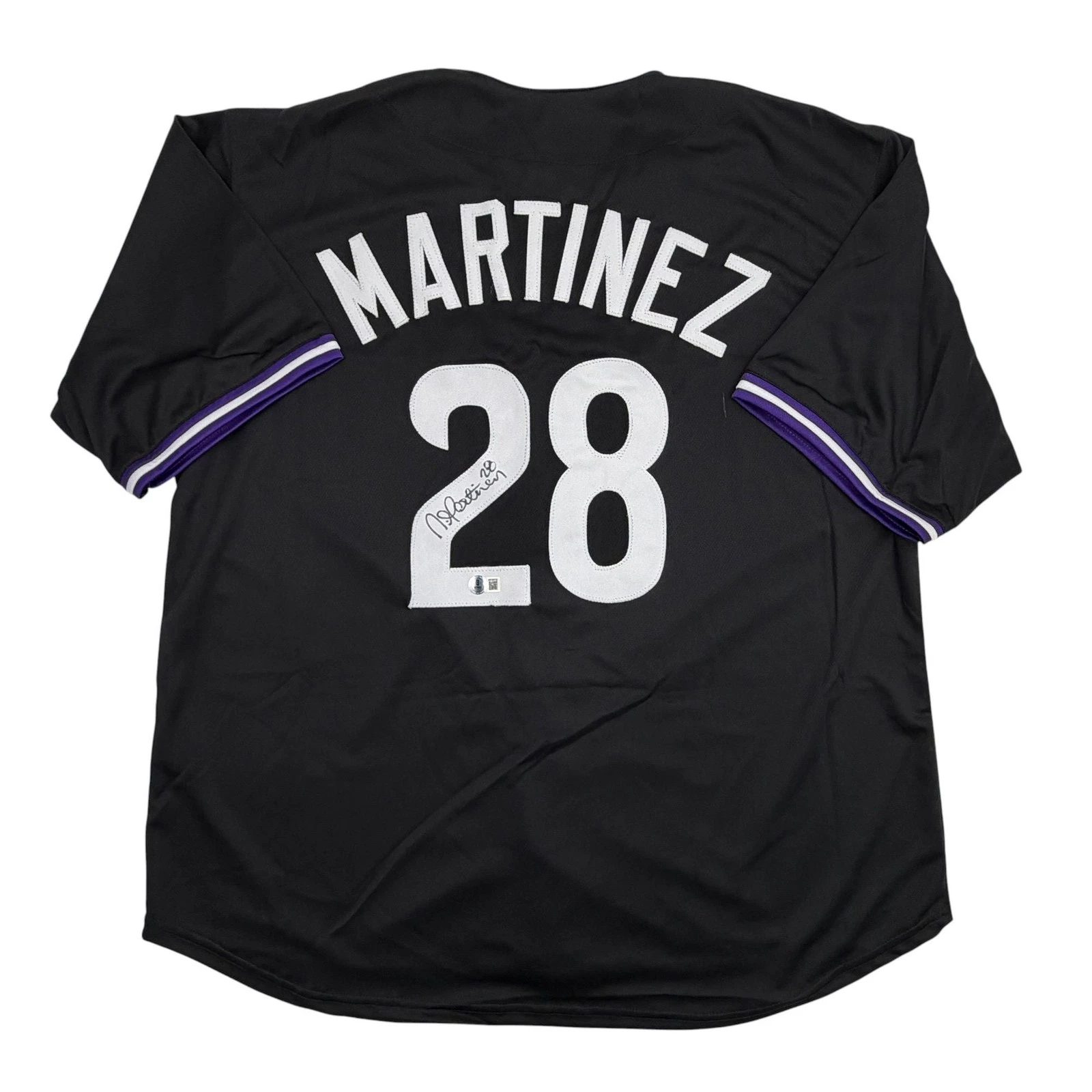 Autographed/Signed Nick Martinez Tampa Bay Black Baseball Jersey Beckett BAS COA