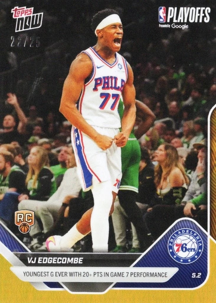 2025 Topps Now VJ Edgecombe #289 Orange Foil /25 Rookie RC Basketball Card