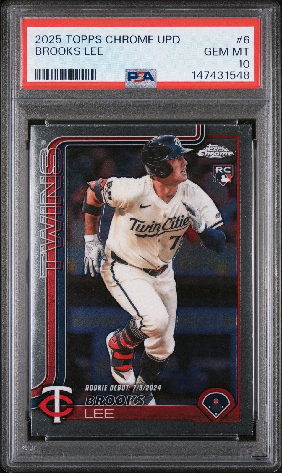 Graded 2025 Topps Chrome Update Brooks Lee #6 Rookie RC Baseball Card PSA 10
