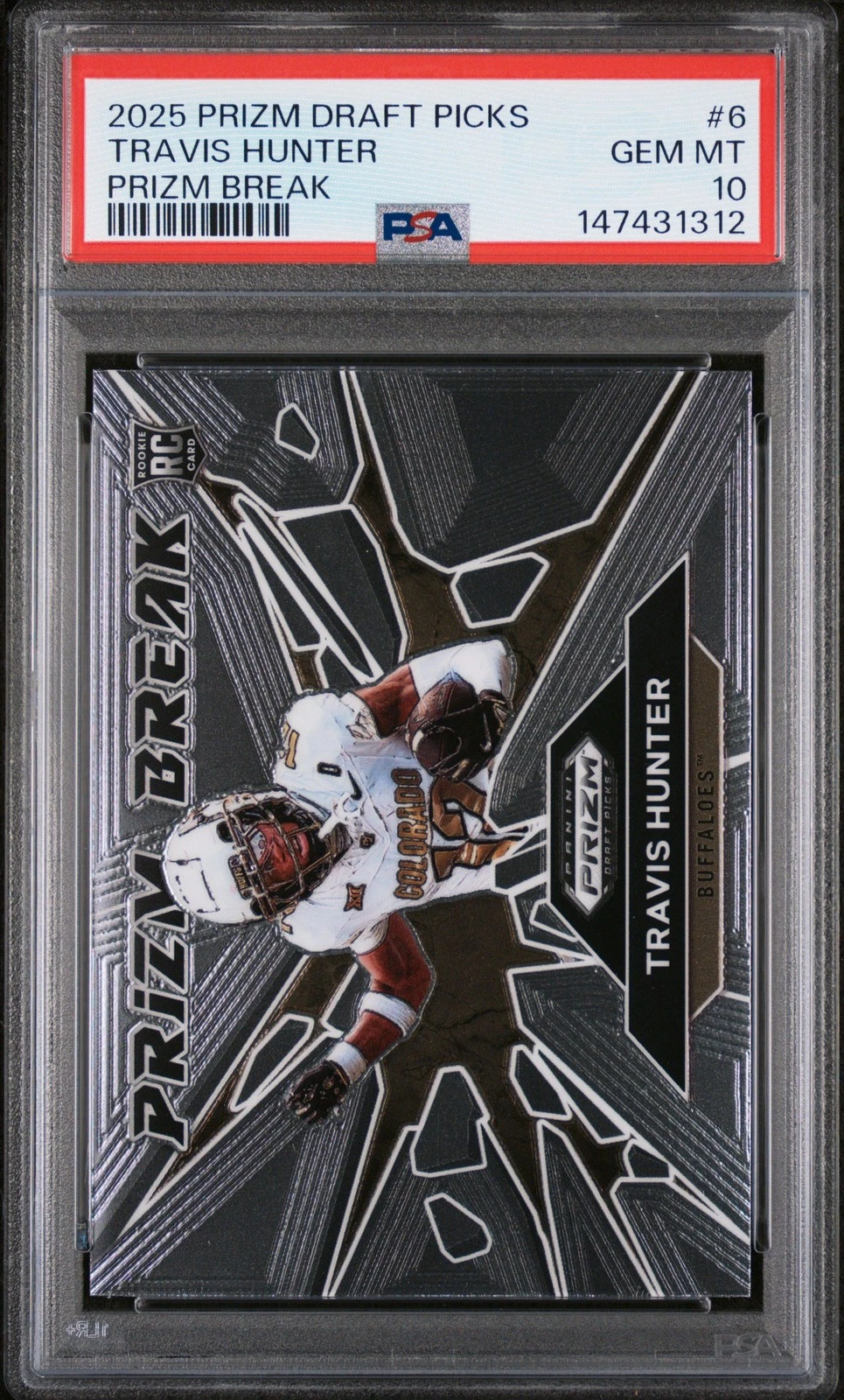 Graded 2025 Panini Prizm DP Travis Hunter #6 Prizm Break Rookie Card PSA 10