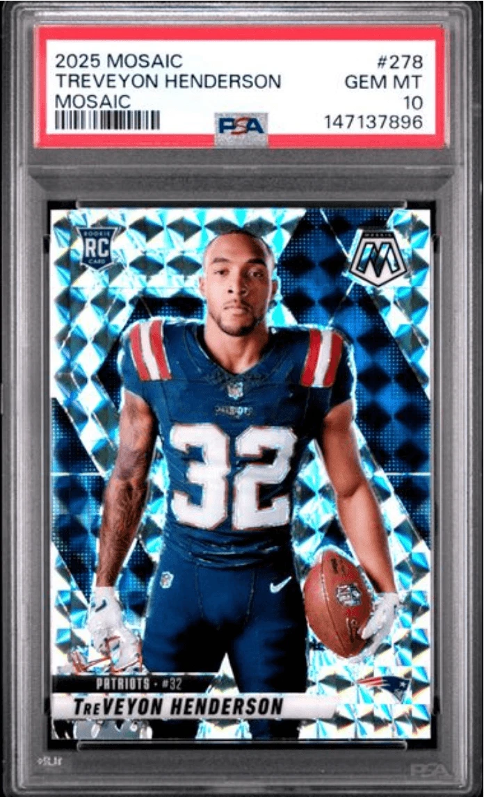 Graded 2025 Mosaic TreVeyon Henderson #278 Mosaic Rookie RC Football Card PSA 10