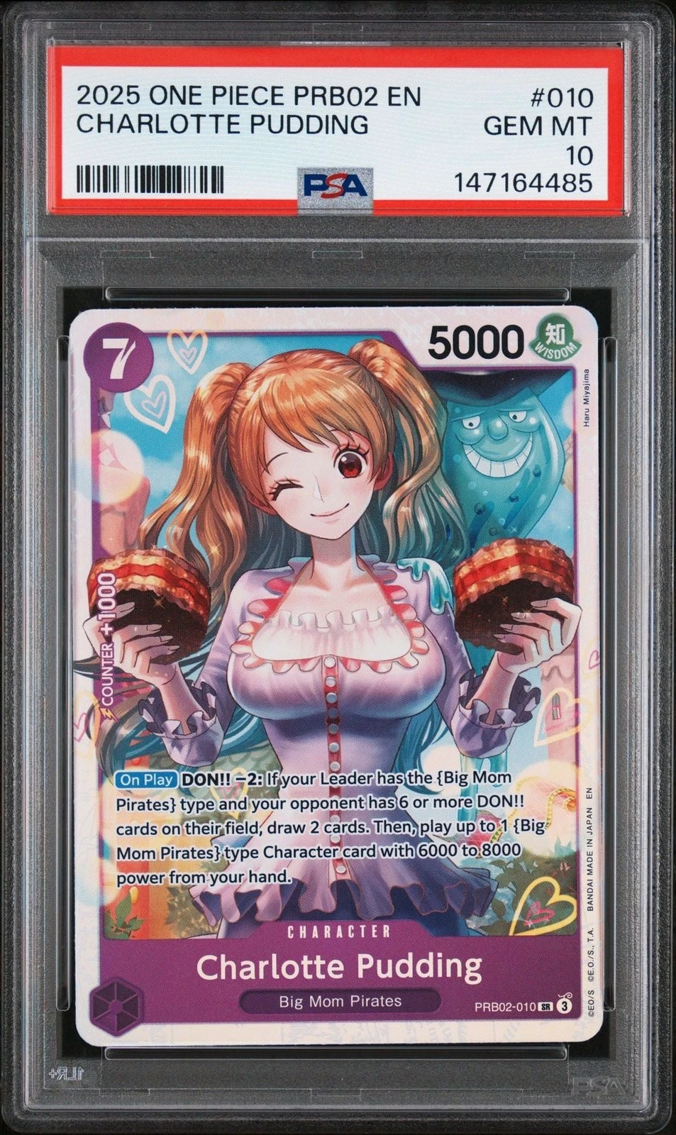 Graded 2025 One Piece Charlotte Pudding 010 PRB02 Card Game PSA 10 Gem Mint
