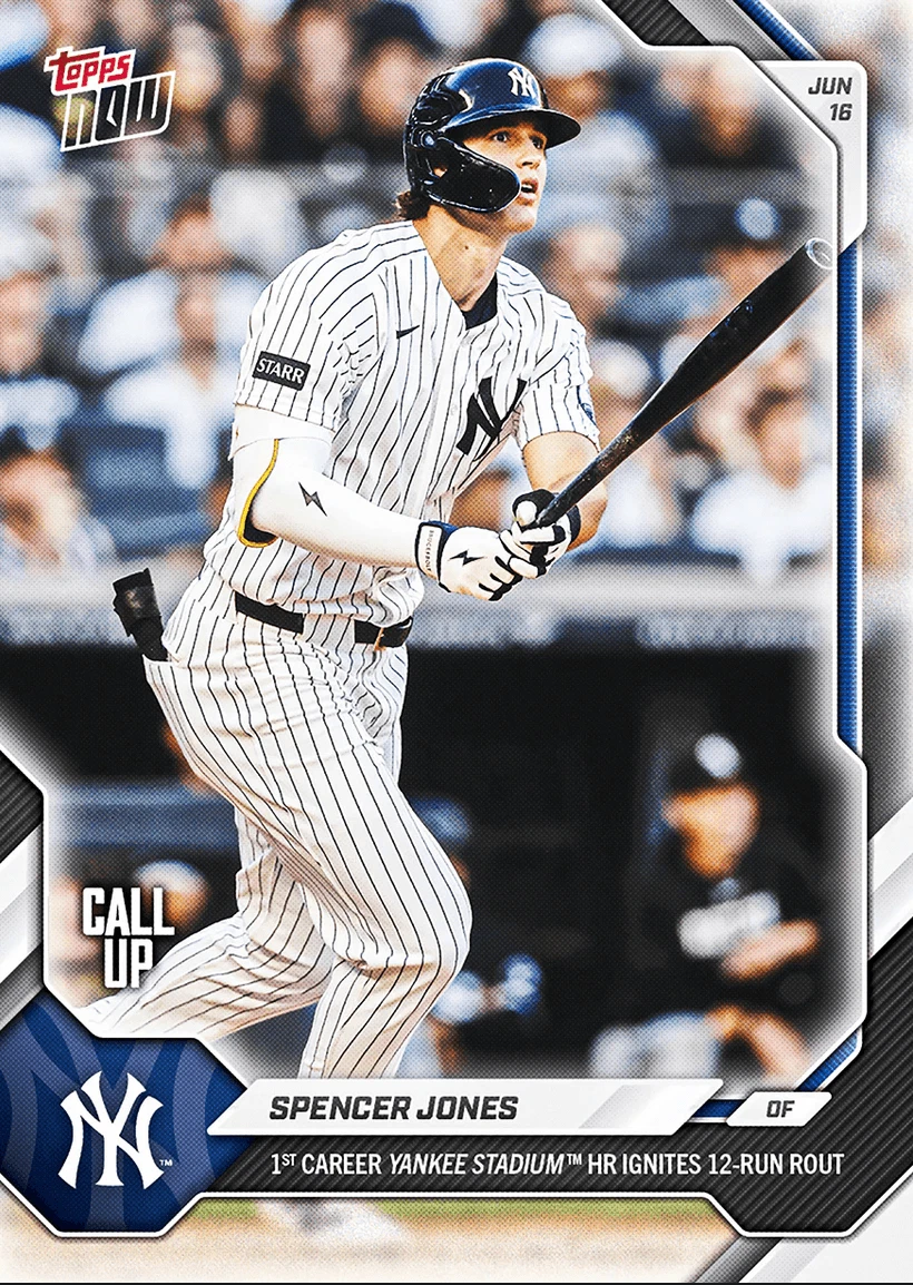 2026 Topps Now Spencer Jones #342 New York Yankees Rookie RC Baseball Card