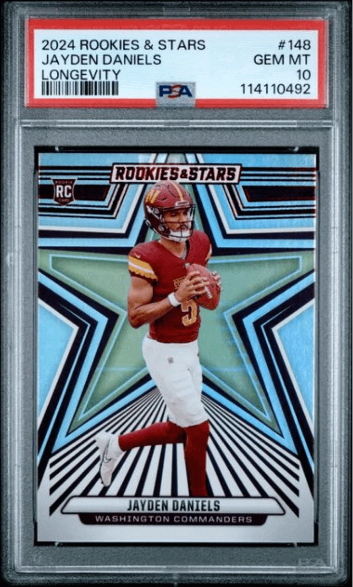 Graded 2024 Rookies & Stars Jayden Daniels #148 Longevity Football Card PSA 10