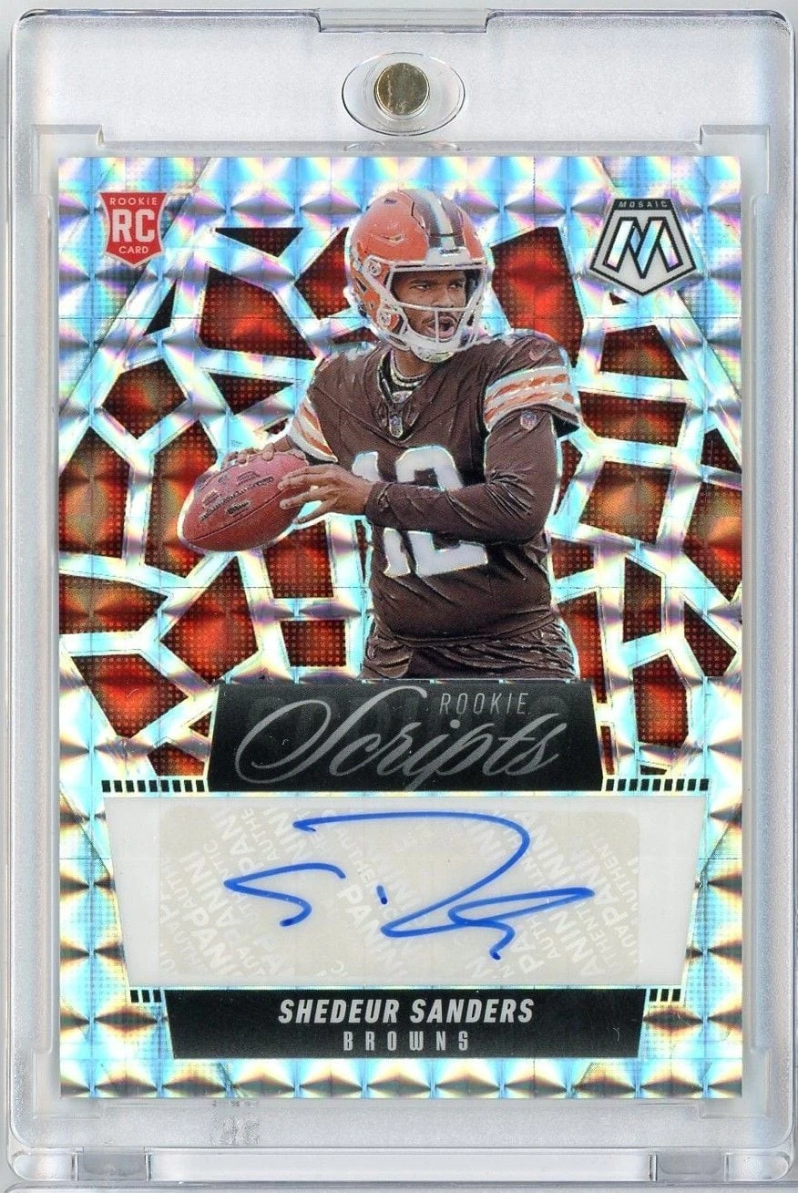 2025 Panini Mosaic Shedeur Sanders RSSSS Rookie Scripts Auto RC Football Card