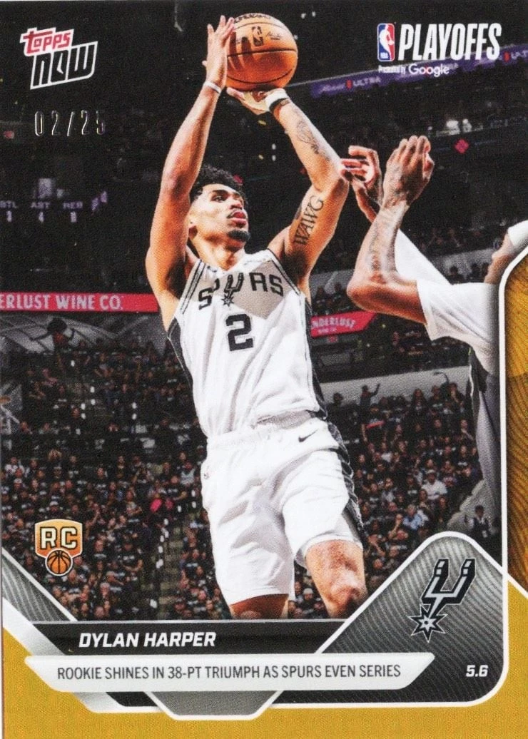 2025 Topps Now Dylan Harper #297 Orange Foil /25 Rookie RC Basketball Card