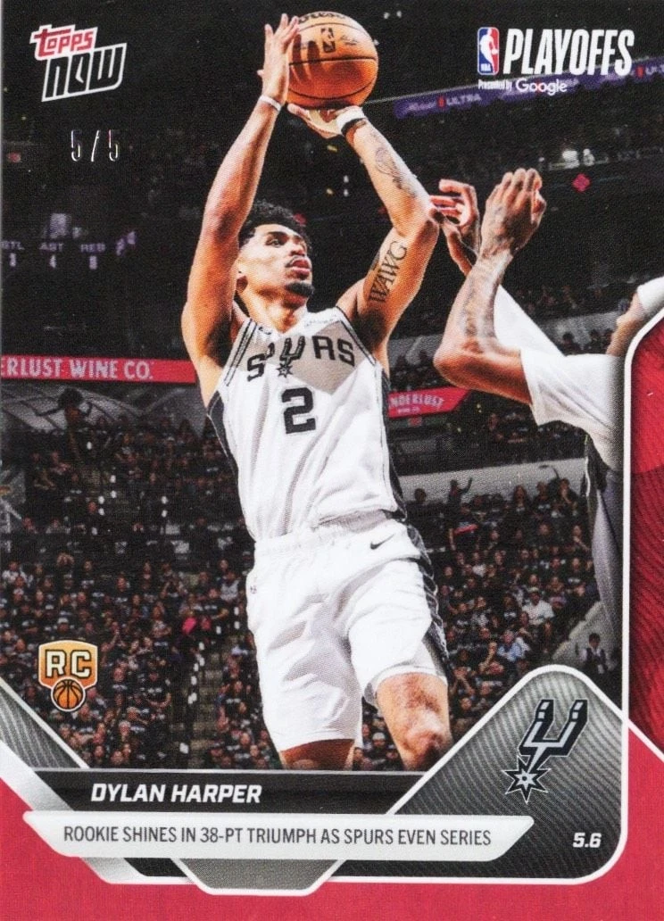 2025 Topps Now Dylan Harper #297 Red Foil /5 Rookie RC Basketball Card