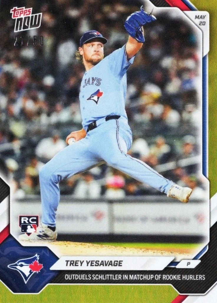 2026 Topps Now Trey Yesavage #225 Gold Foil /50 Rookie RC Baseball Card