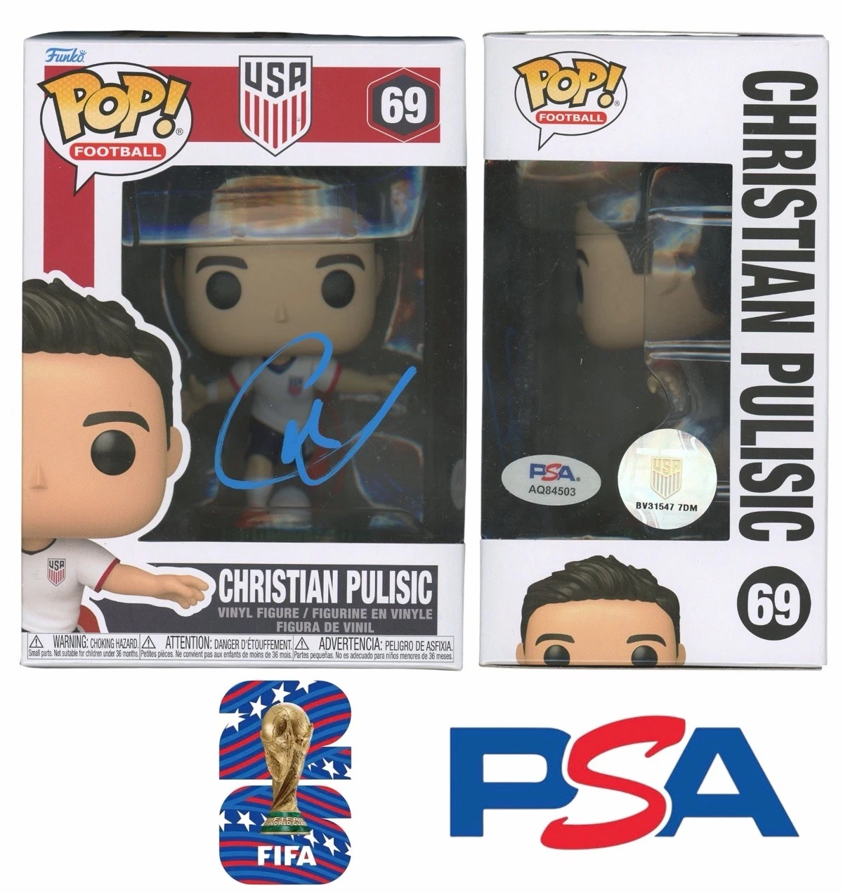 Christian Pulisic Signed 2026 FIFA World Cup Funko Pop #69 PSA AUTO USMNT USA