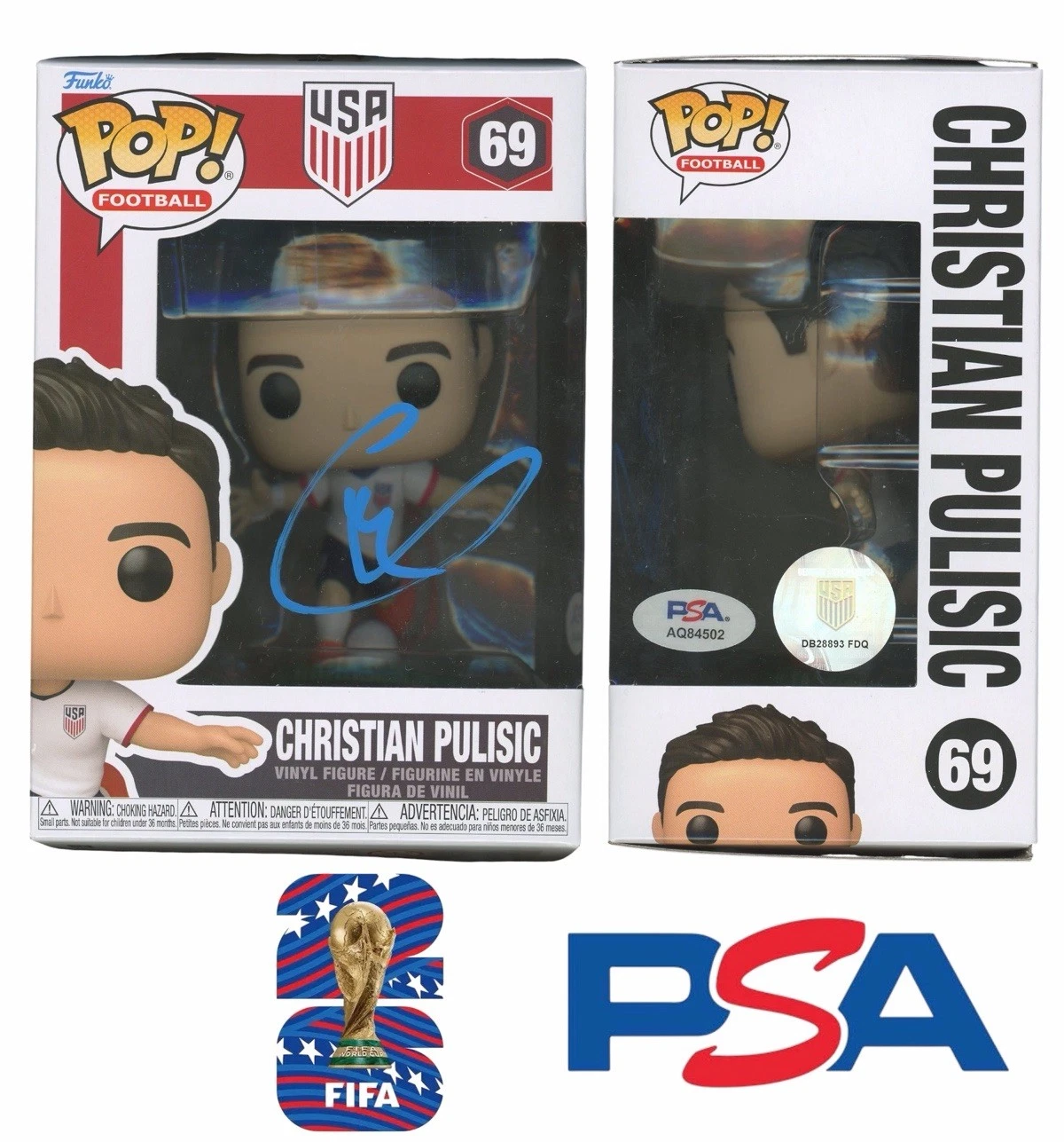 Christian Pulisic Signed 2026 FIFA World Cup Funko Pop #69 PSA AUTO USMNT USA