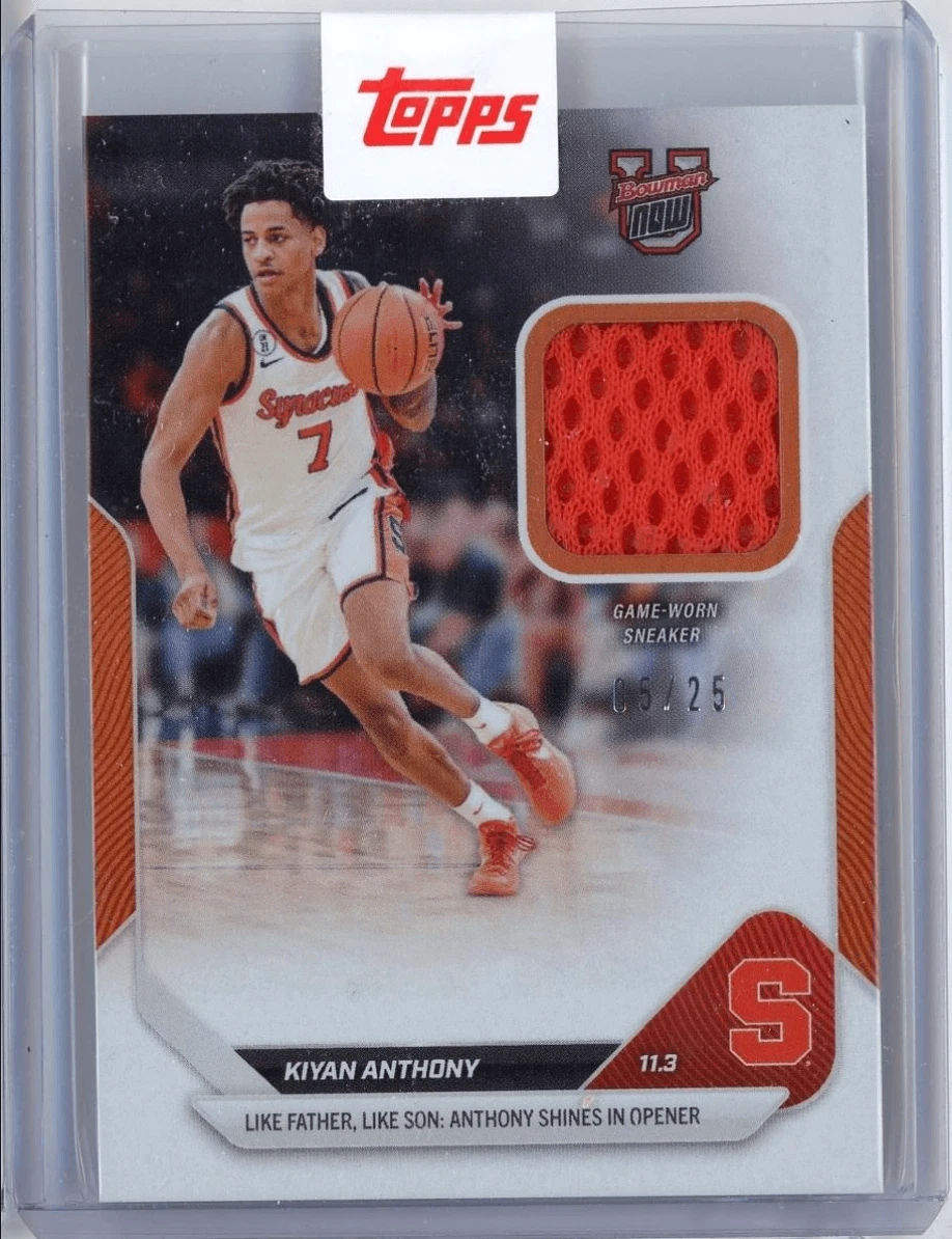 2025 Bowman U Now Kiyan Anthony #4A Orange Sneaker Relic /25 RC Card