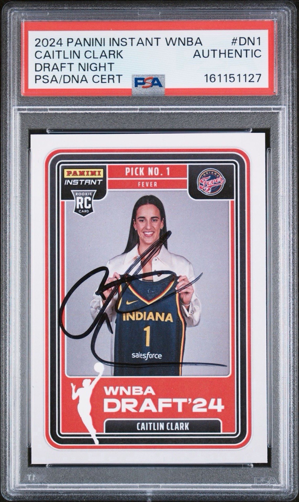 2024 Panini Instant WNBA #DN-1 Caitlin Clark Signed Draft Night Rookie PSA AUTO