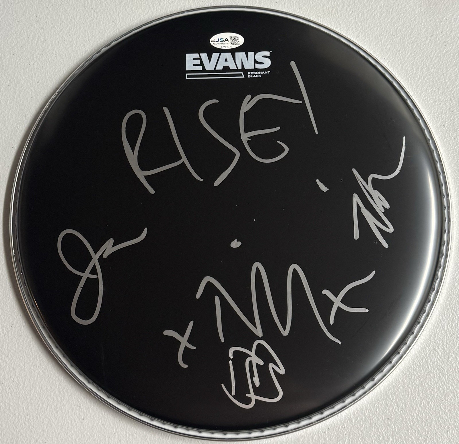 RISE AGAINST SIGNED DRUMHEAD AUTOGRAPHED 4X BAND JSA COA TIM BRANDON JOE ZACH