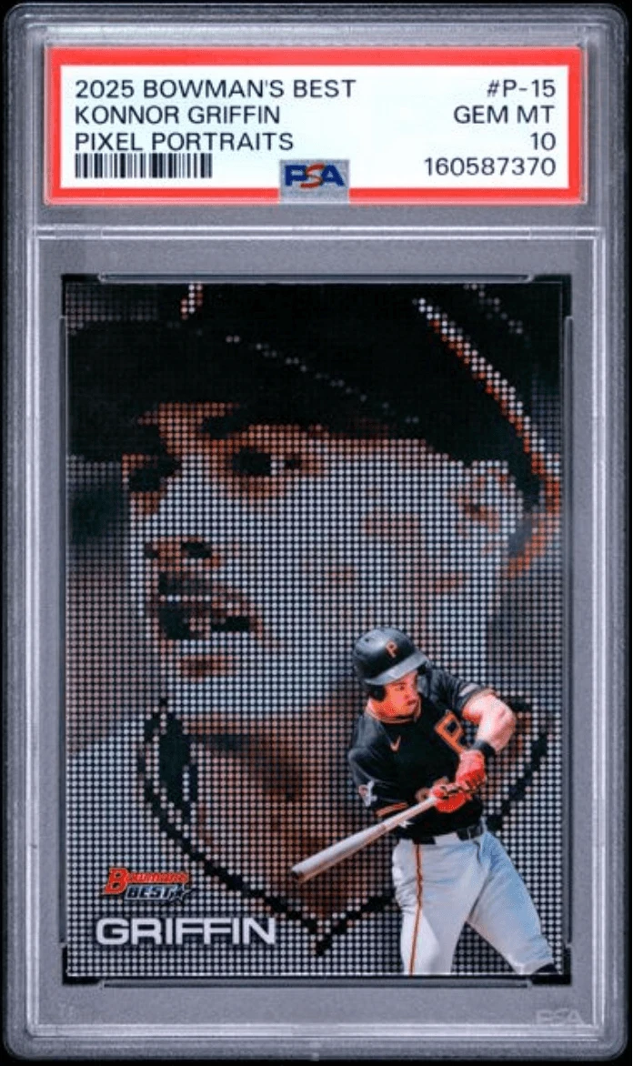 Graded 2025 Bowmans Best Konnor Griffin #P15 Pixel Portraits RC Card PSA 10