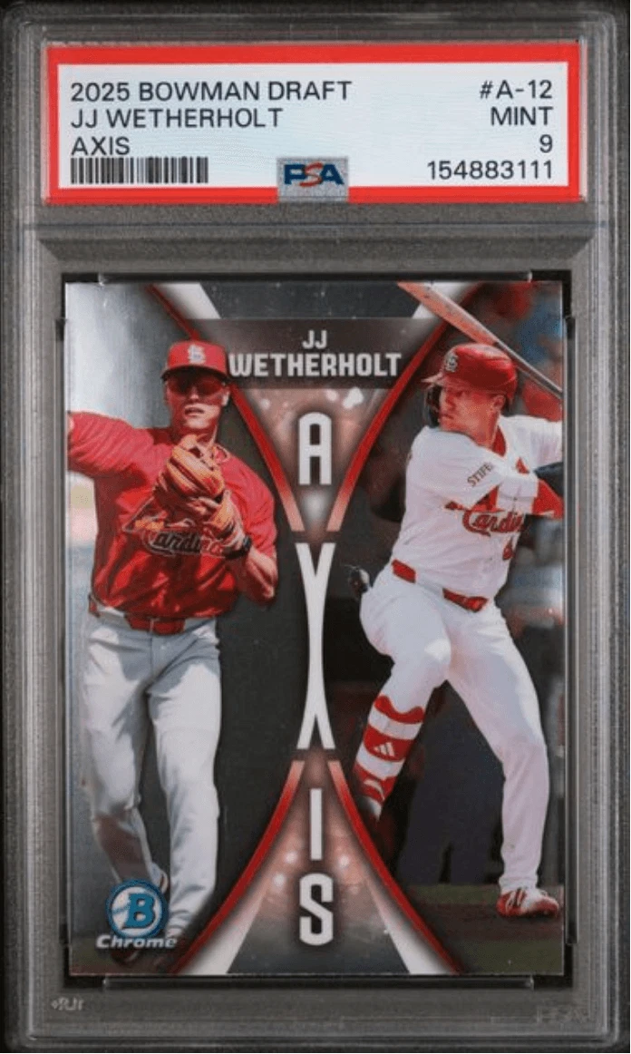 Graded 2025 Bowman Draft JJ Wetherholt #A12 Axis Rookie Baseball Card PSA 9