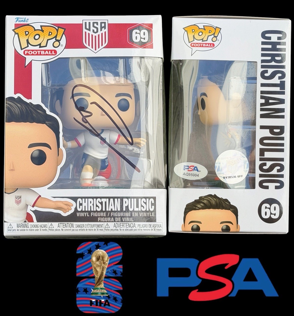 Christian Pulisic Signed 2026 FIFA World Cup Funko Pop #69 PSA AUTO USMNT USA