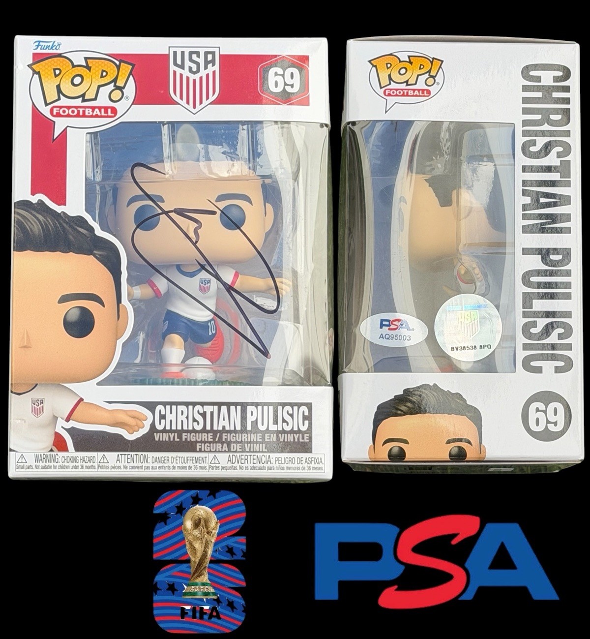Christian Pulisic Signed 2026 FIFA World Cup Funko Pop #69 PSA AUTO USMNT USA