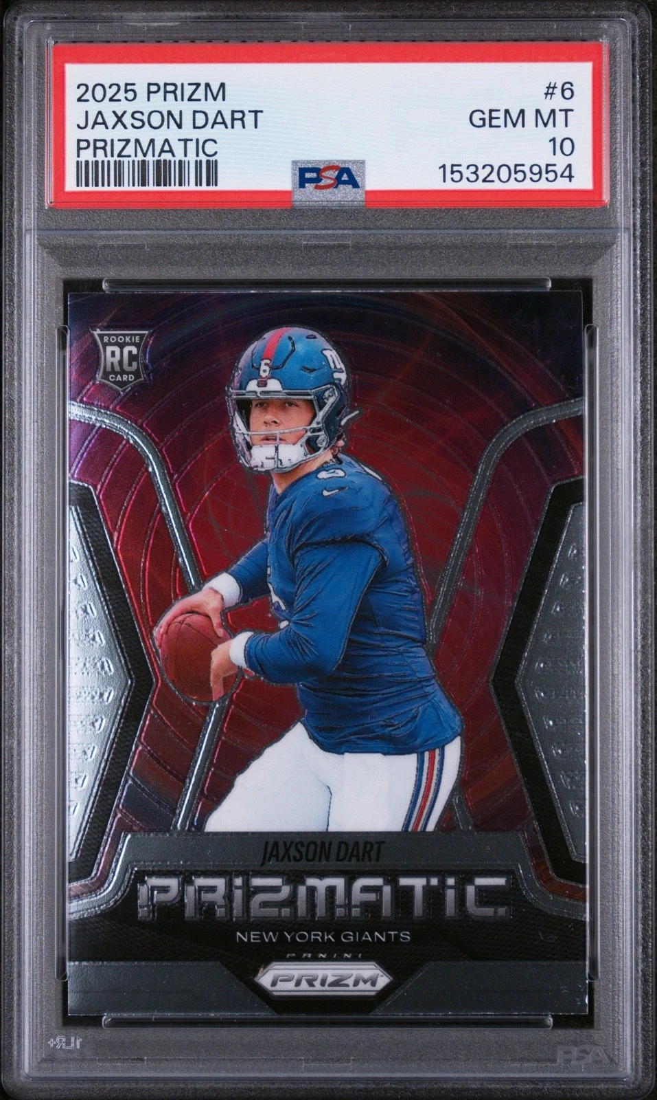 Graded 2025 Panini Prizm Jaxson Dart #6 Prizmatic Rookie RC Card PSA 10