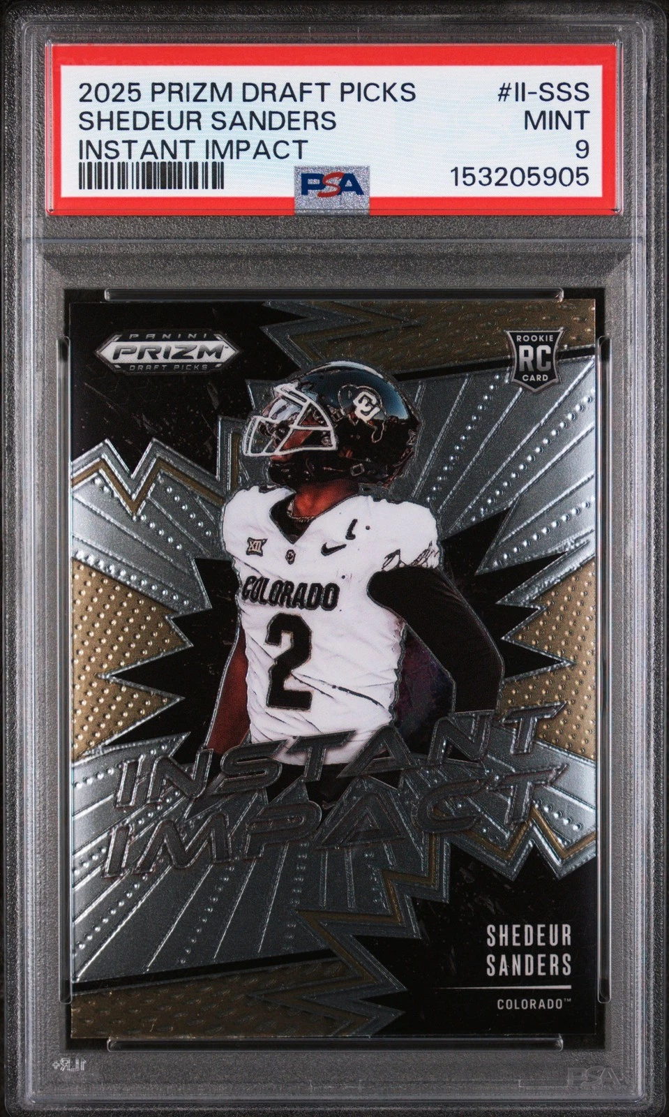 Graded 2025 Prizm DP Shedeur Sanders #II-SSS Instant Impact RC Card PSA 9