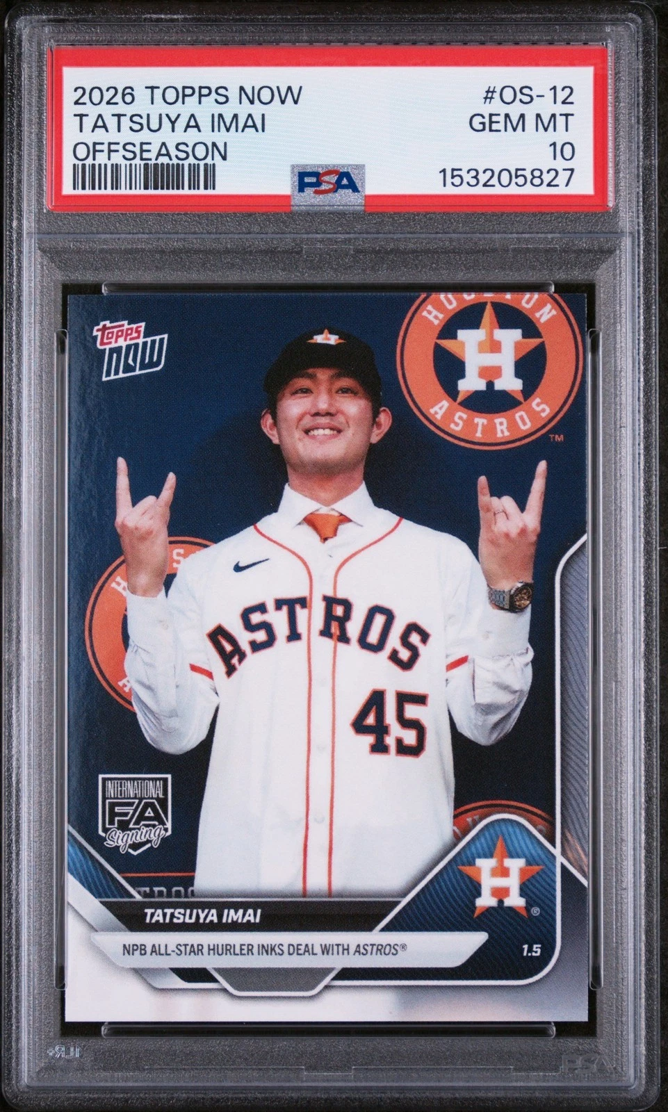 Graded 2025 Topps Now Tatsuya Imai #OS-12 Rookie RC Baseball Card PSA 10