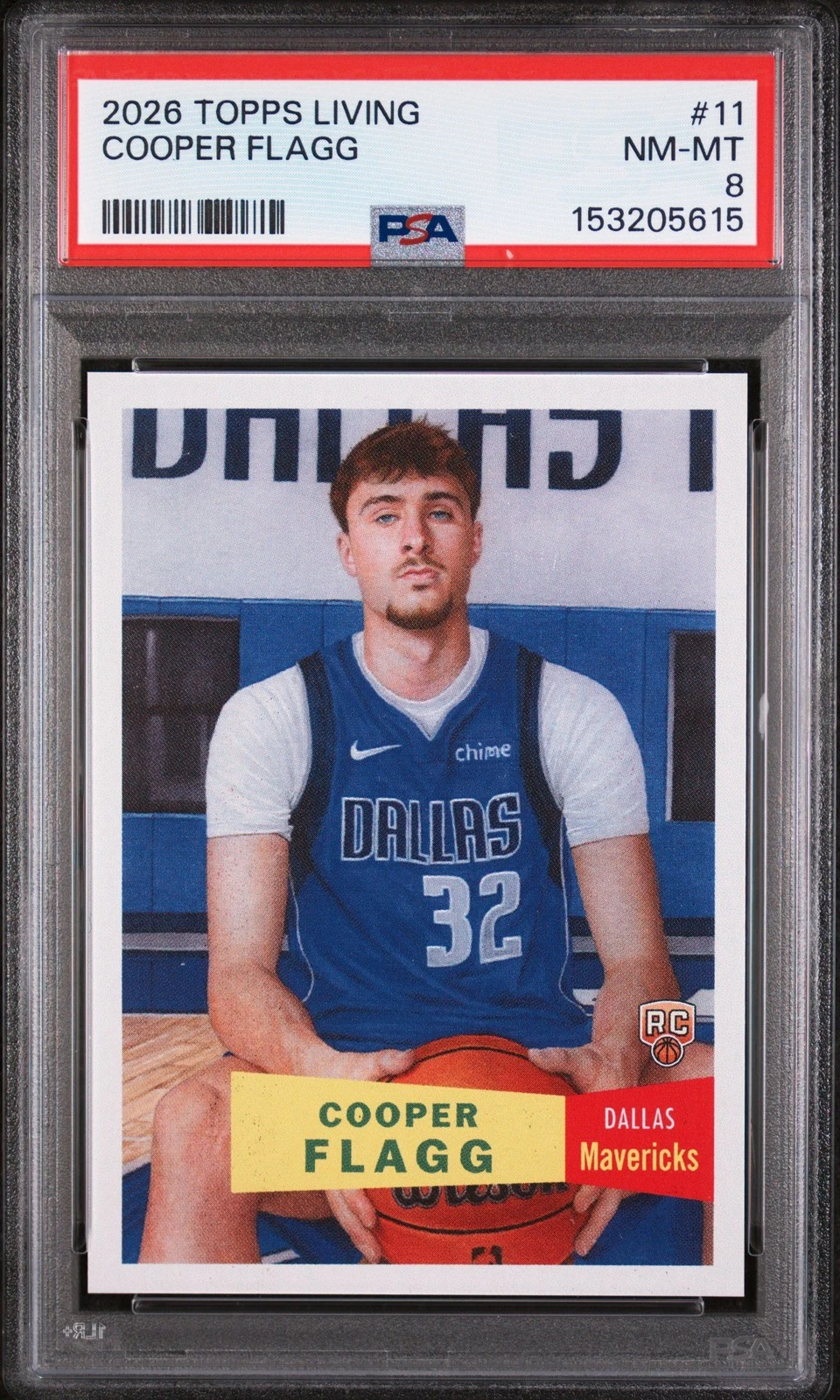 Graded 2025-26 Topps Living Cooper Flagg #11 Rookie Basketball Card PSA 8