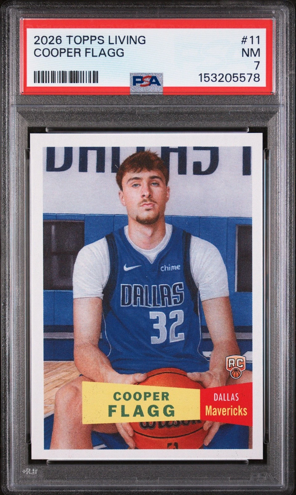 Graded 2025-26 Topps Living Cooper Flagg #11 Rookie Basketball Card PSA 7