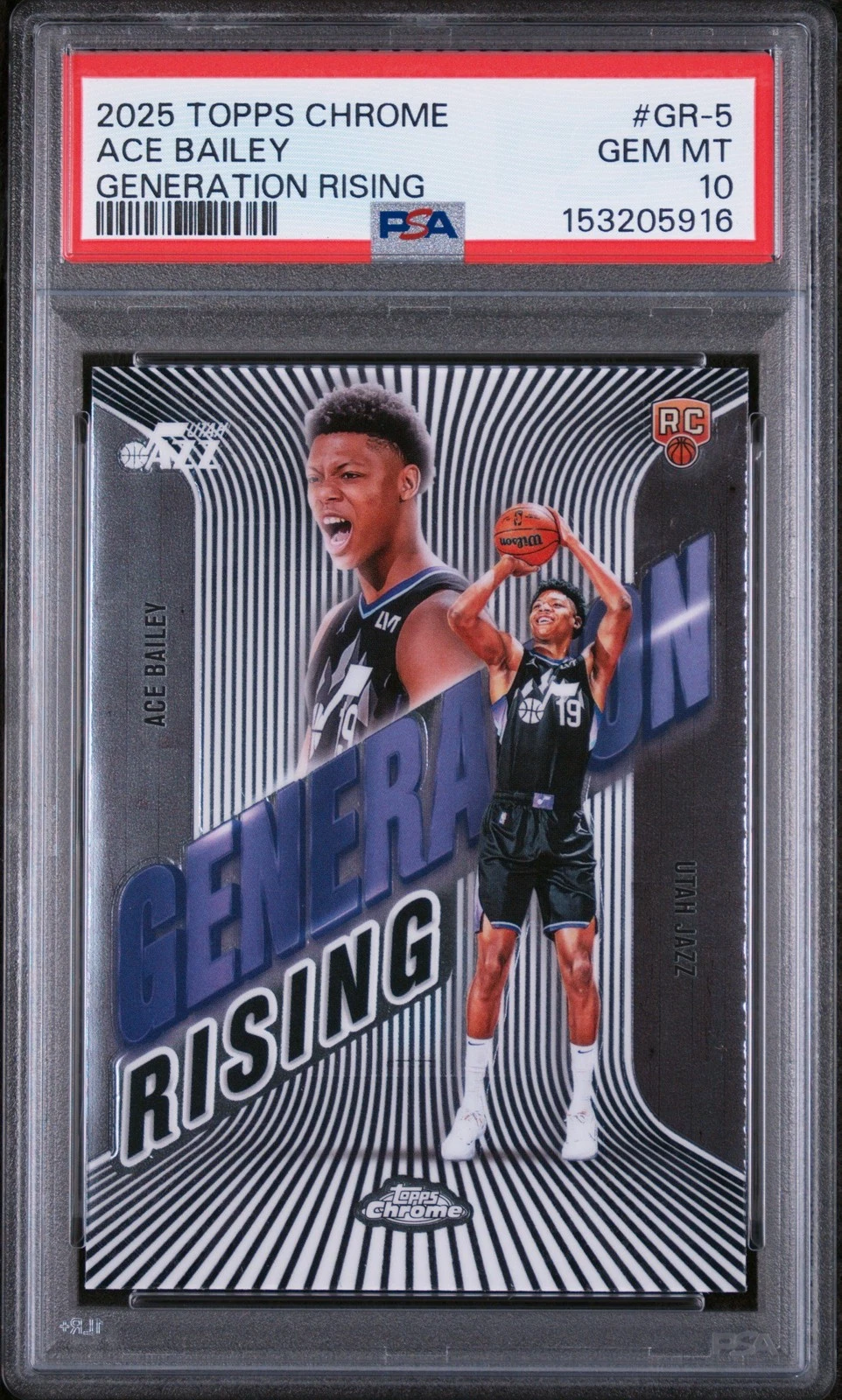 Graded 2025 Topps Chrome Ace Bailey #GR5 Generation Rising RC Card PSA 10