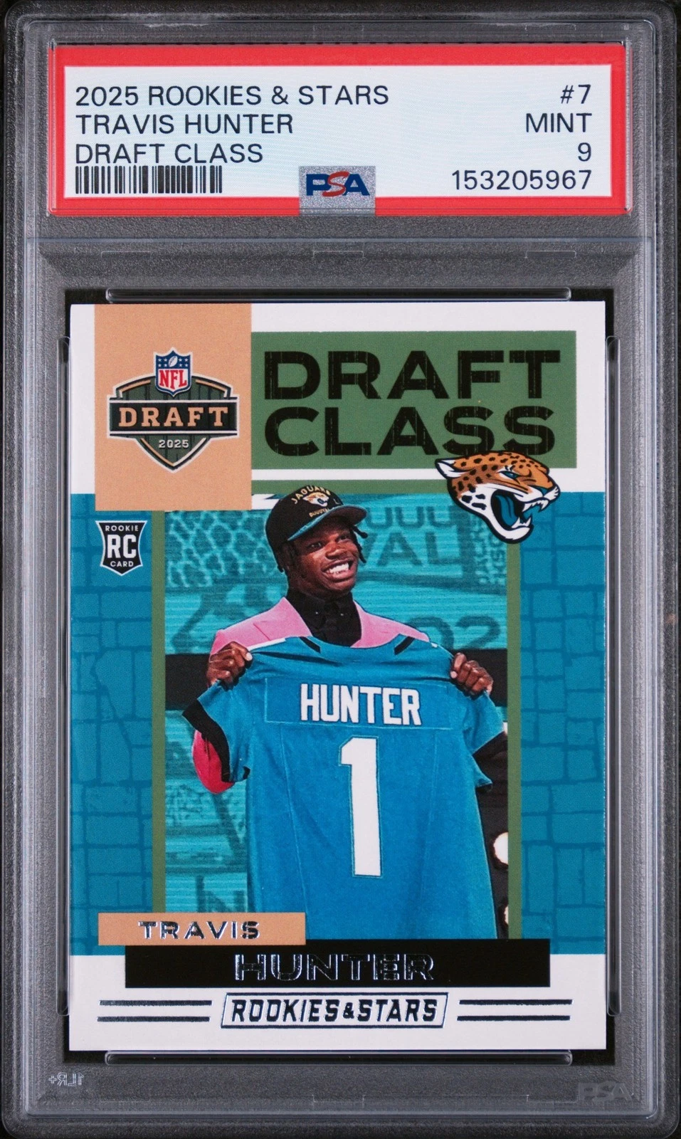 Graded 2025 Panini Rookies & Stars Travis Hunter #7 Draft Class Card PSA 9