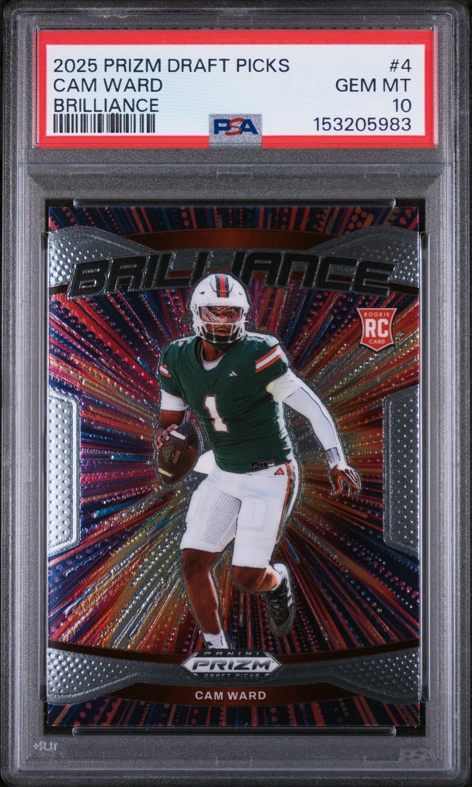Graded 2025 Panini Prizm DP Cam Ward #4 Brilliance Rookie RC Card PSA 10