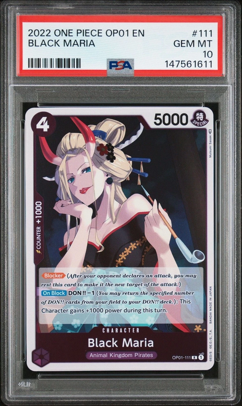 Graded 2022 One Piece Black Maria 111 Trading Card Game PSA 10 Gem Mint