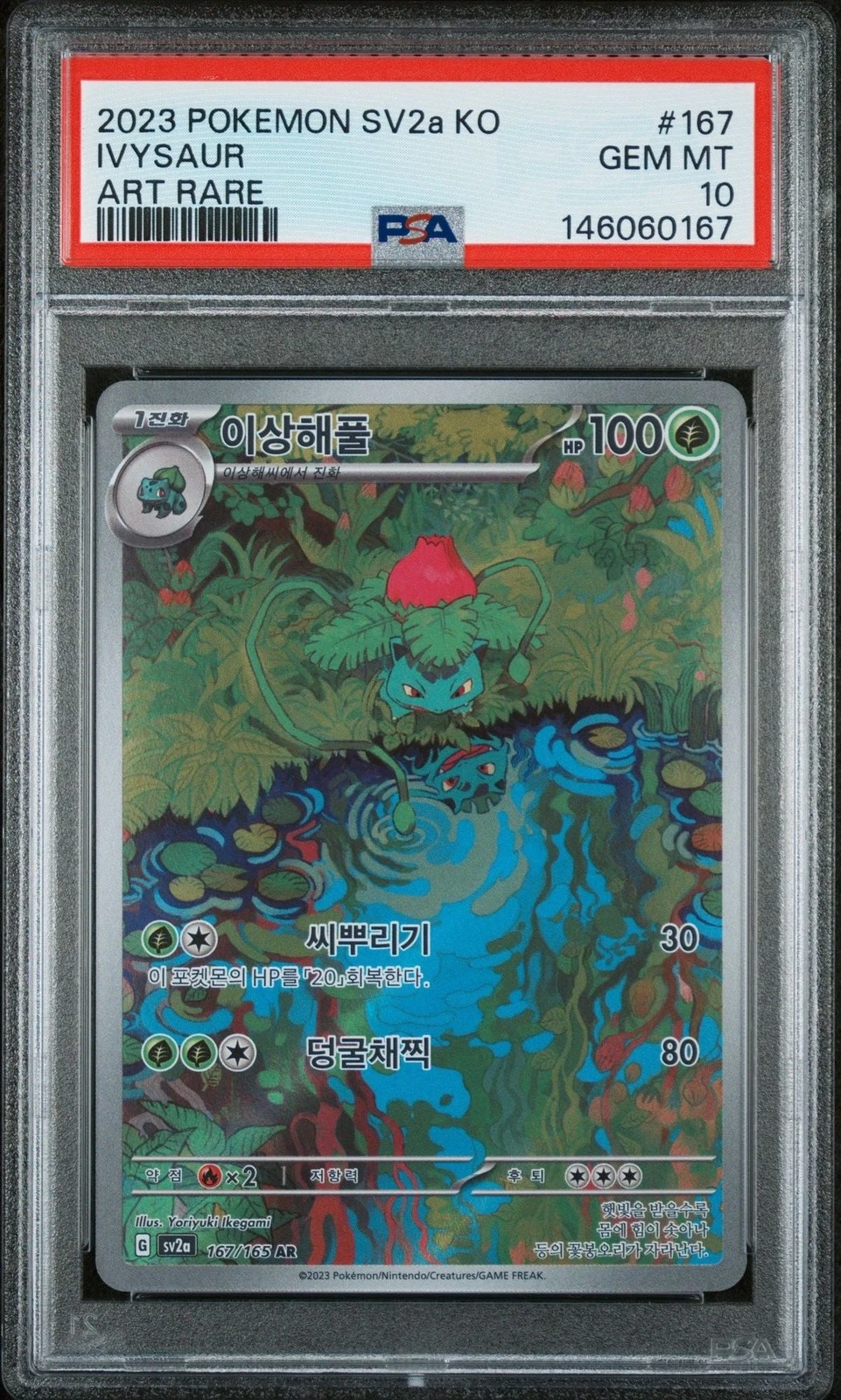 Graded 2023 Pokemon 151 SV2a KO Ivysaur #167 Art Rare Korean Card PSA 10