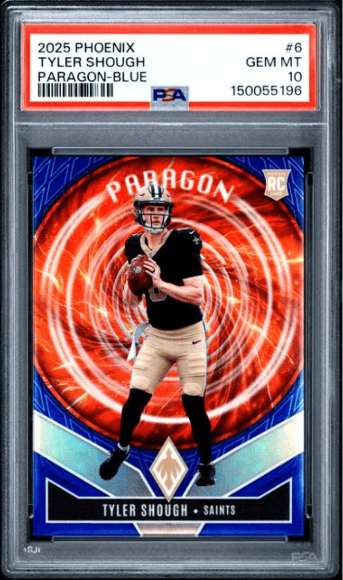 Graded 2025 Phoenix Tyler Shough #6 Paragon Blue /199 Rookie RC Card PSA 10