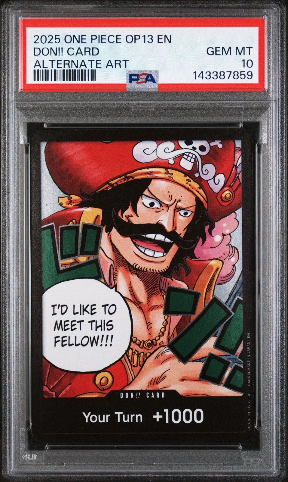 Graded 2025 One Piece Don! Card OP13 Gold D Roger Card PSA 10 Gem Mint