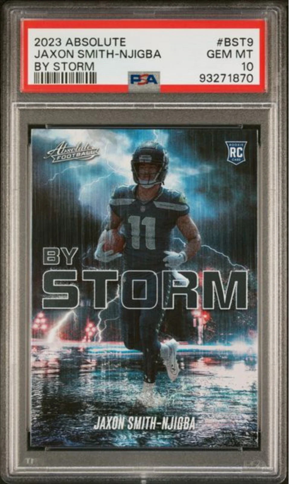 Graded 2023 Panini Absolute Jaxon Smith-Njigba #BST9 By Storm Rookie Card PSA 10