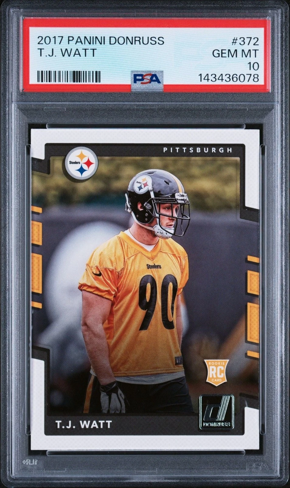 Graded 2017 Panini Donruss TJ Watt #372 Rookie RC Football Card PSA 10