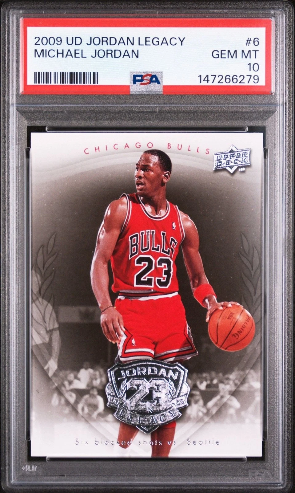 Graded 2009 UD Upper Deck Michael Jordan #6 Legacy Gold Card PSA 10