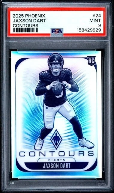 Graded 2025 Panini Phoenix Jaxson Dart #24 Contours Rookie RC PSA 9 Mint