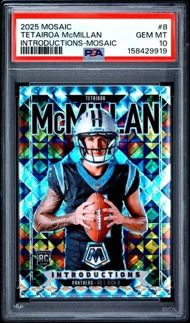 Graded 2025 Mosaic Tetairoa McMillan #8 Introductions Mosaic RC PSA 10
