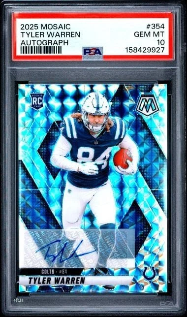Graded 2025 Panini Mosaic Tyler Warren #354 Autograph RC PSA 10 Gem Mint