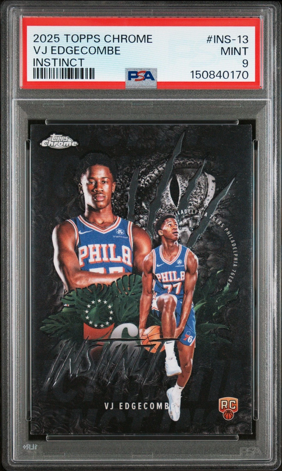 Graded 2025 Topps Chrome VJ Edgecombe #INS13 Instinct Rookie Card PSA 9