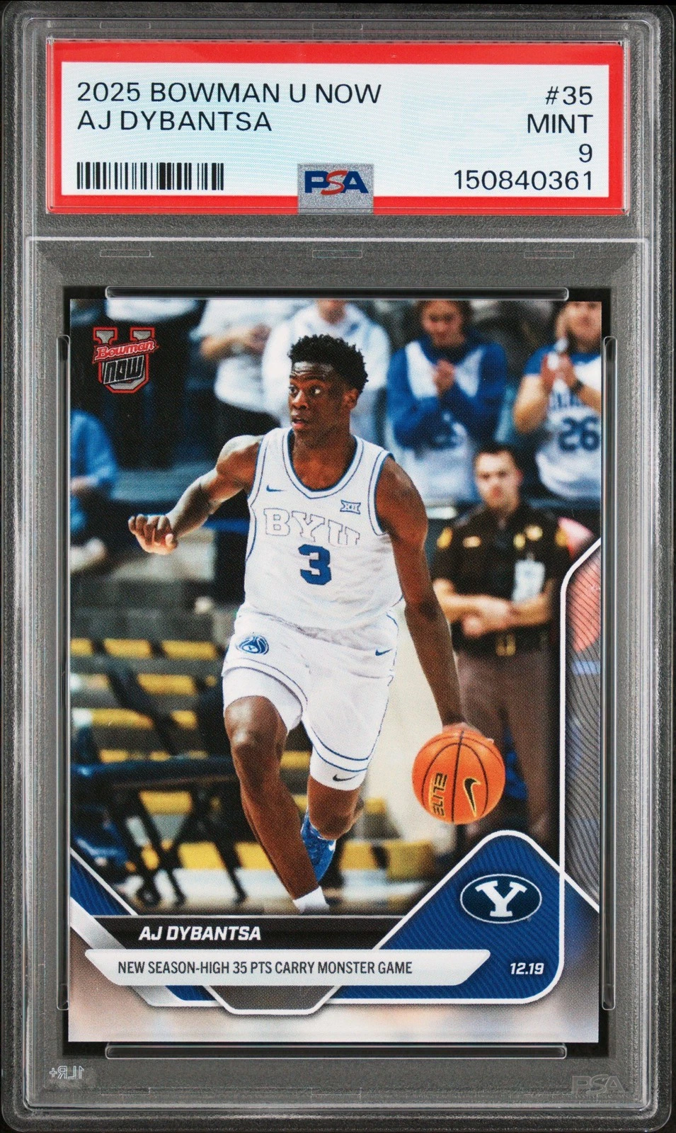 Graded 2025 Bowman U Now AJ Dybantsa #35 Rookie RC Basketball Card PSA 9