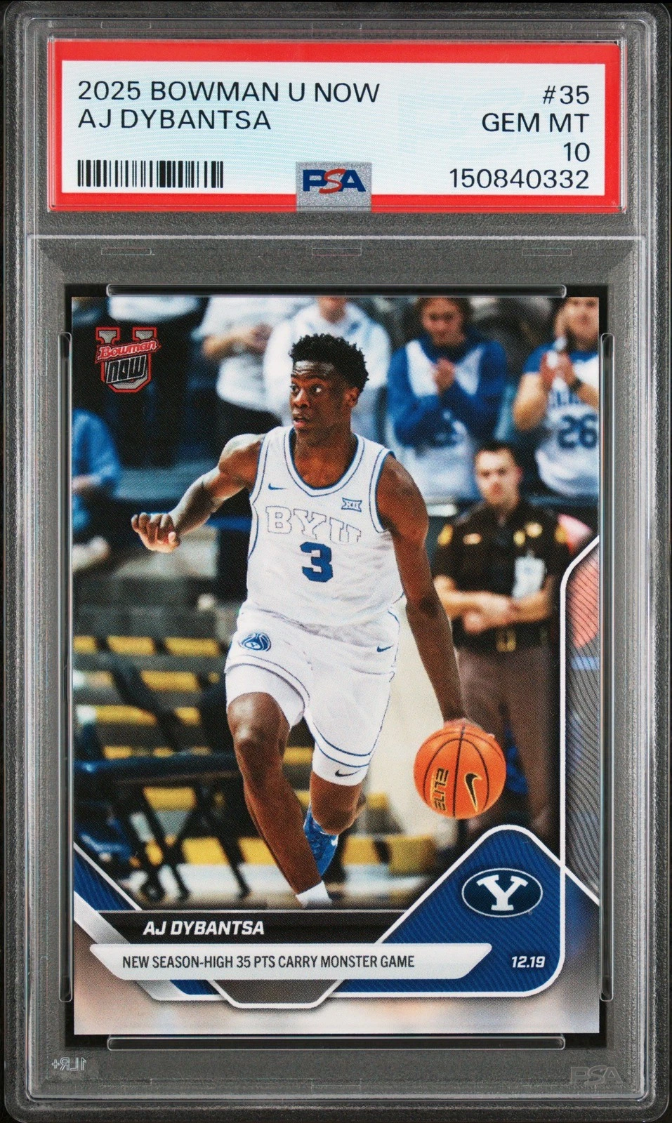 Graded 2025 Bowman U Now AJ Dybantsa #35 Rookie RC Basketball Card PSA 10