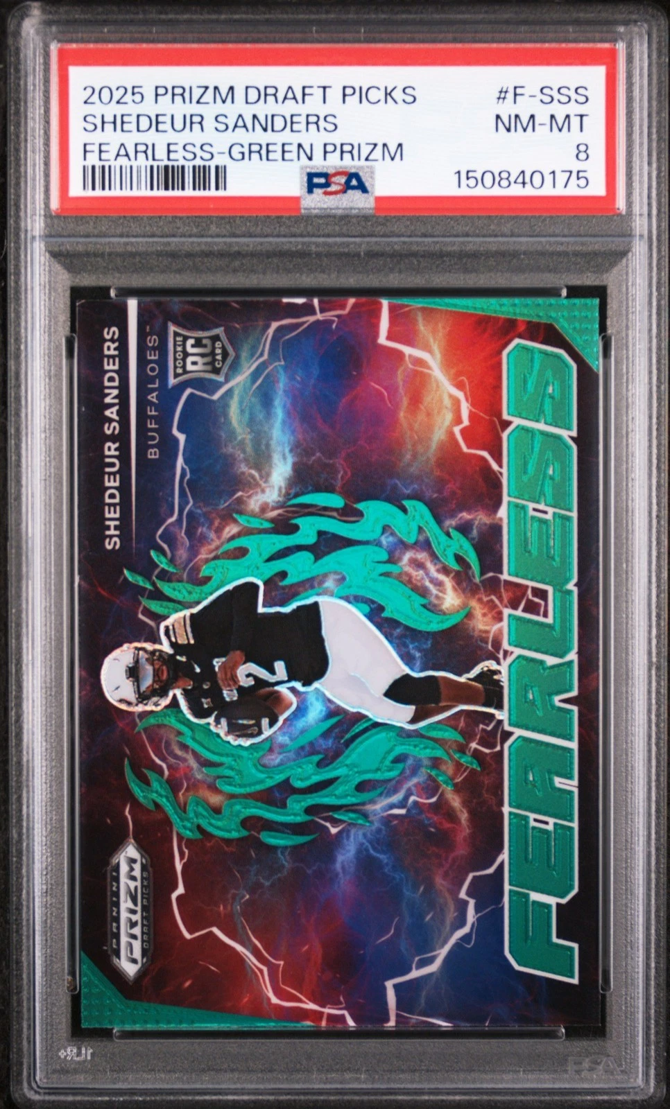 Graded 2025 Prizm DP Shedeur Sanders #FSSS Green RC Football Card PSA 8