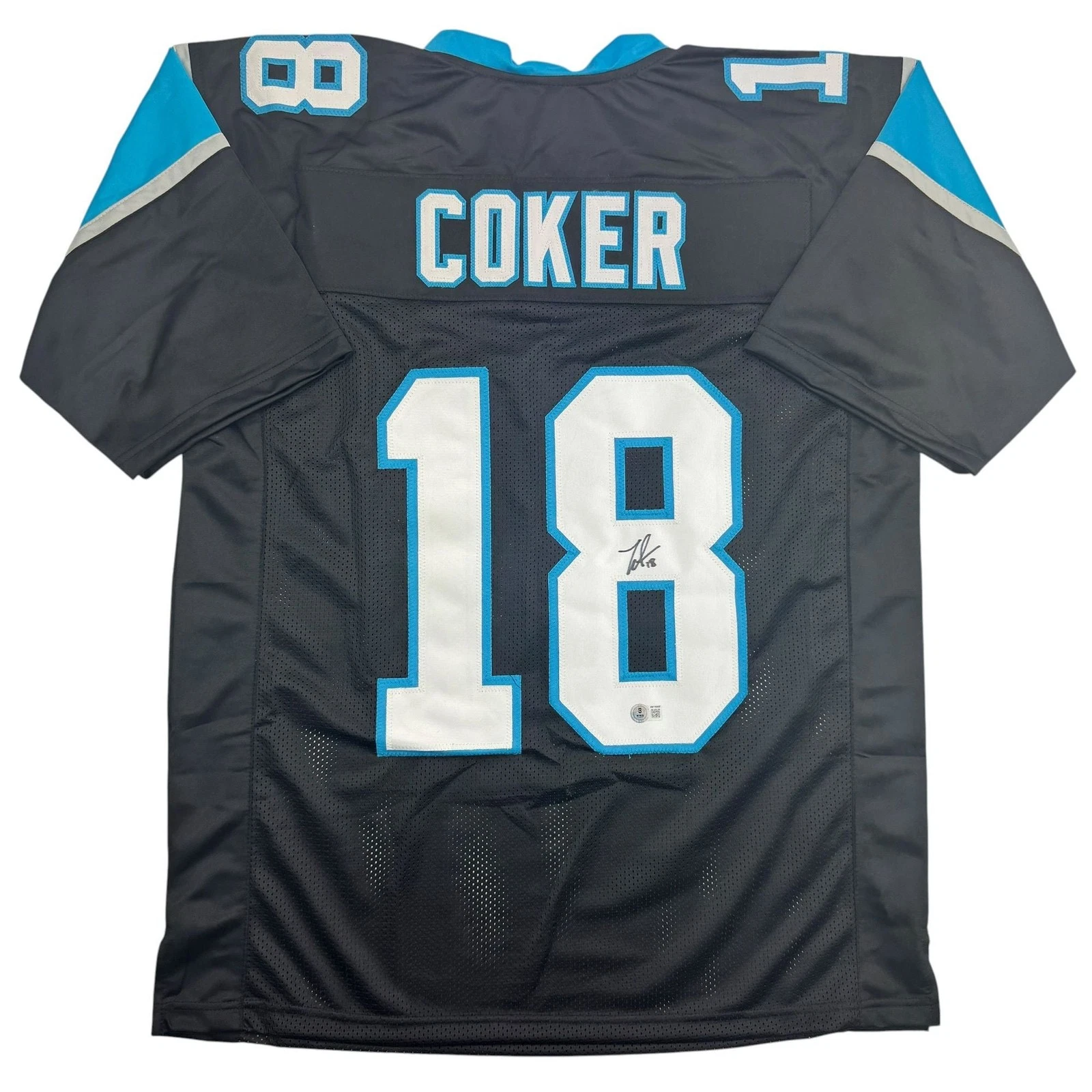 Autographed/Signed Jalen Coker Carolina Black Football Jersey Beckett COA