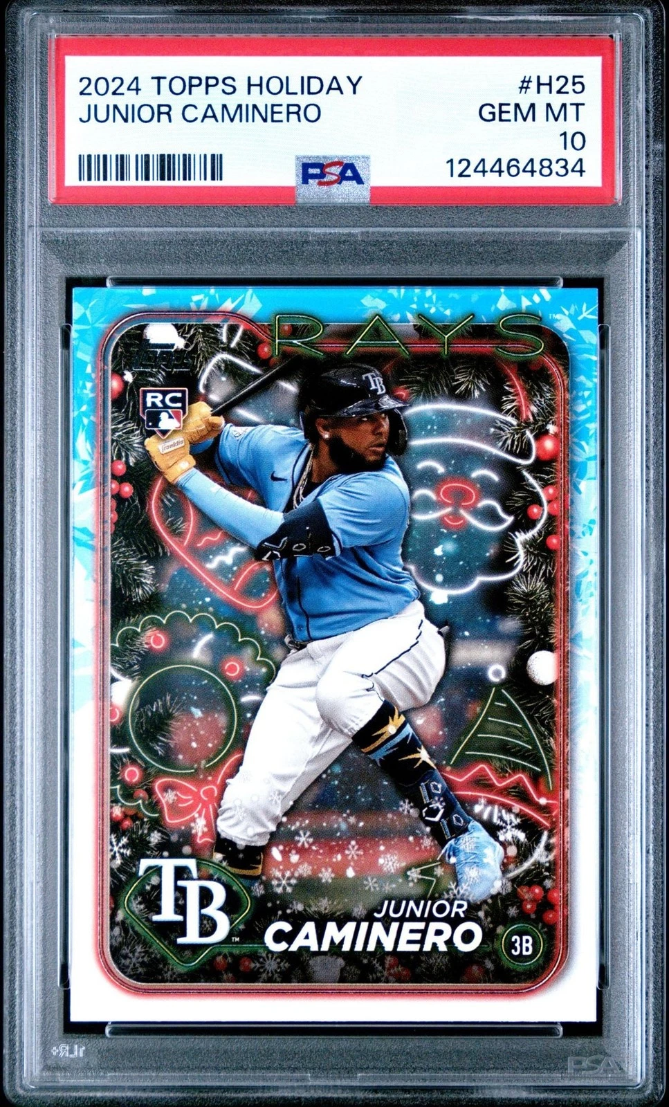 Graded 2024 Topps Holiday Junior Caminero #H25 Rookie RC Card PSA 10 Mint