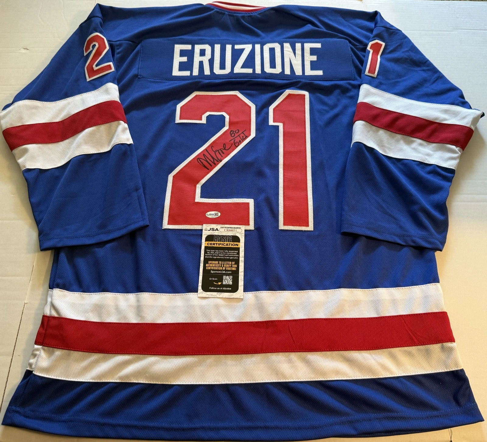 Mike Eruzione Team USA signed Custom jersey autographed Miracle On Ice JSA