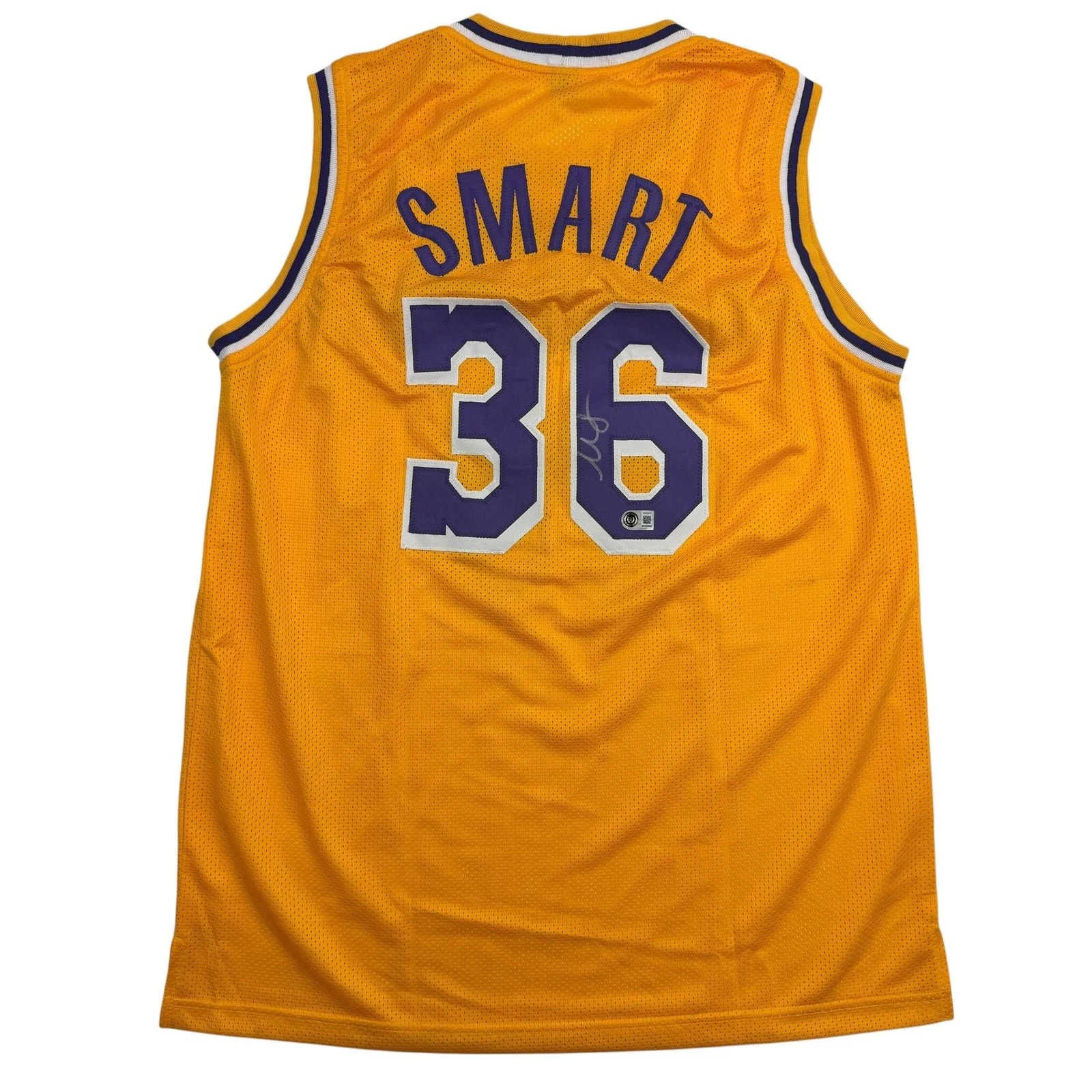 Autographed/Signed Marcus Smart LA Yellow Basketball Jersey BAS COA