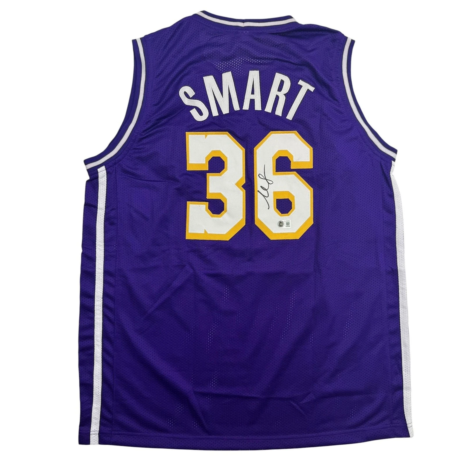 Autographed/Signed Marcus Smart LA Purple Basketball Jersey BAS COA