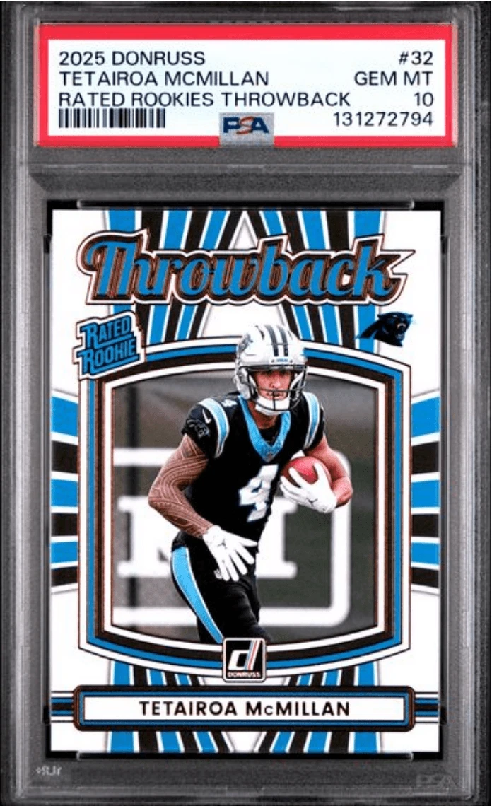 Graded 2025 Donruss Tetairoa McMillan #32 Rated Rookies RC Card PSA 10